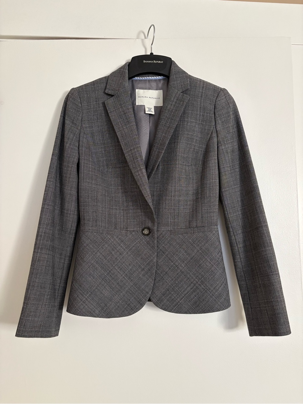 Banana Republic Gray Plaid Single-Button Women's Blazer Size 00P